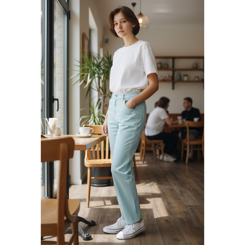Talbots Petites Aqua Blue Straight Leg Chino Pants Stretch Cotton Size 8P